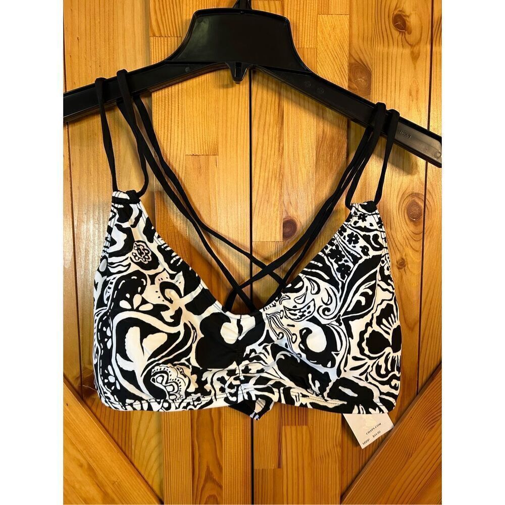 Chaps Swimsuit Top Size 16 nwt Black White (0822)